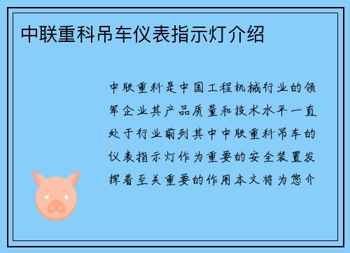 中联重科吊车仪表指示灯介绍